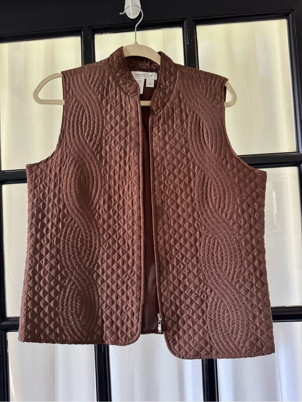 Coldwater Creek Chocolate Brown Quilted Sleeveless Jacket